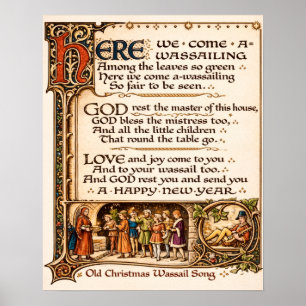 Affiche Manuscrit enluminé de la chanson traditionnelle du