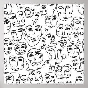 Affiche Many Faces Line Art