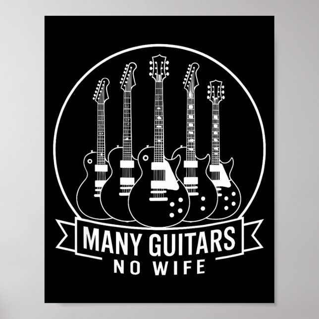 Affiche Many Guitars One Wife Funny For Men Women  (Devant)