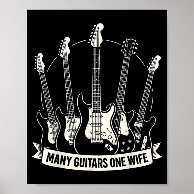 Affiche Many Guitars One Wife Funny Musician Guitarist Hum (Devant)