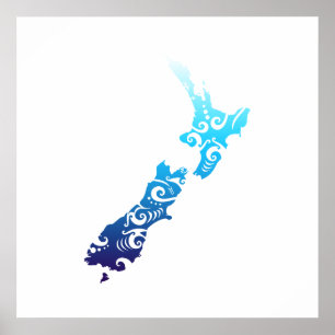 Affiche Maori New Zealand Map Tribal Tattoo Gidea Idea