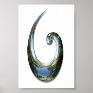 Affiche Maori Poisson Hook - Chrome
