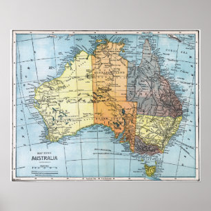 Affiche MAP : AUSTRALIE, c1890