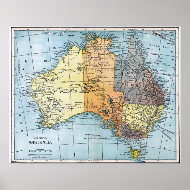Affiche MAP : AUSTRALIE, c1890 (Devant)