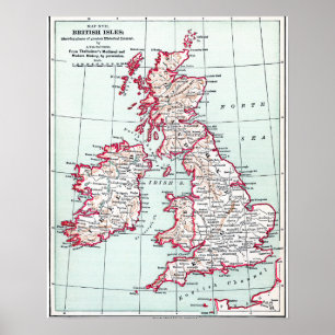 Affiche MAP : BRITISH ISLES, c1890