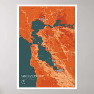 Affiche Map de San Francisco Bay