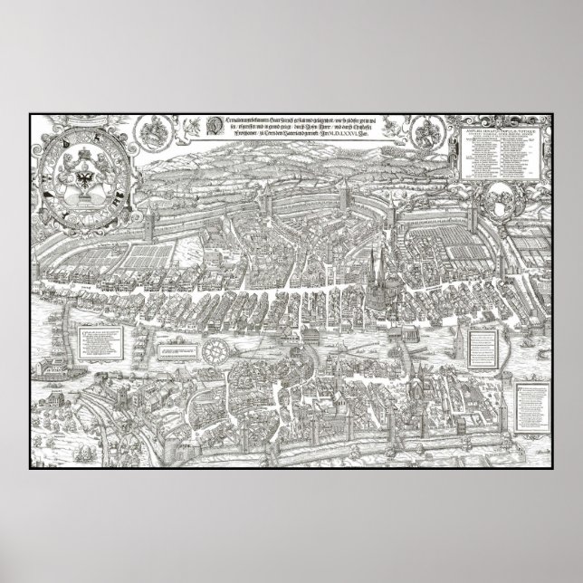 Affiche MAP de ZURICH c. 1576 (Devant)