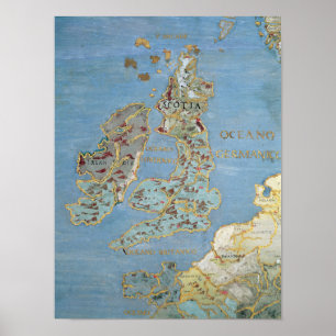 Affiche Map of 16th Century Britain & Northern France