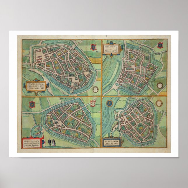 Affiche Map of Arnhem, Velmo, Gelre et Ruerm, from 'Civi (Devant)