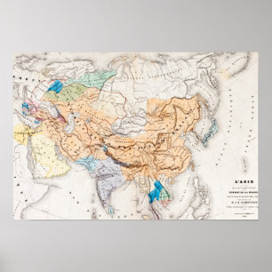 Affiche Map of Asia   Time of Kubilai Khan