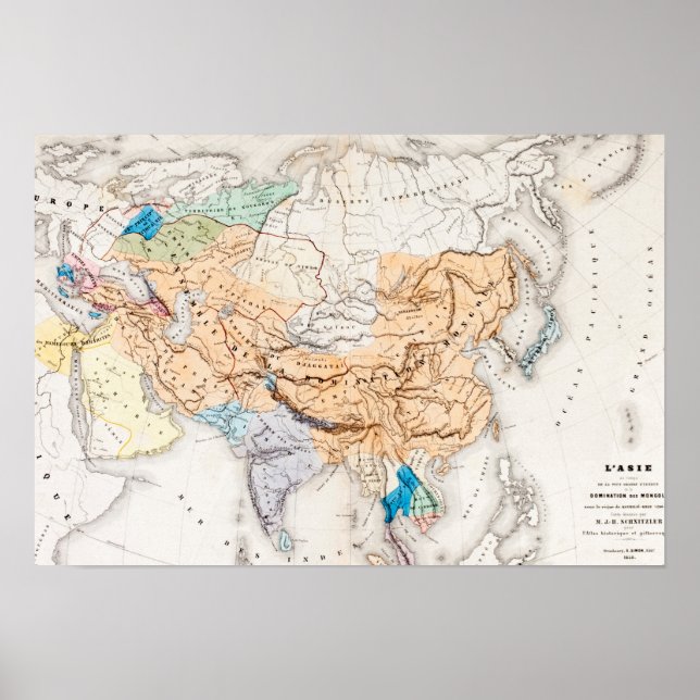 Affiche Map of Asia | Time of Kubilai Khan (Devant)