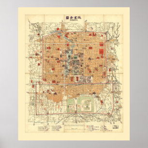 Affiche Map of Beijing, China (1914)