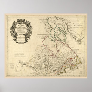 Affiche Map of Canada (circa 1718)