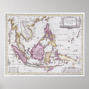 Affiche Map of China & Indonesia 1710