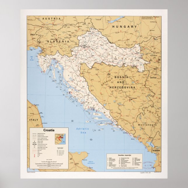 Affiche Map of Croatia (1995) (Devant)