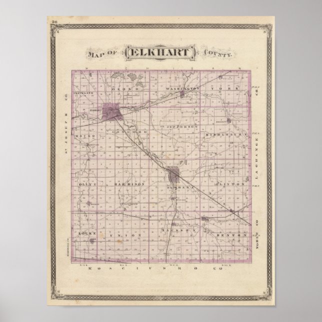 Affiche Map of Elkhart County (Devant)