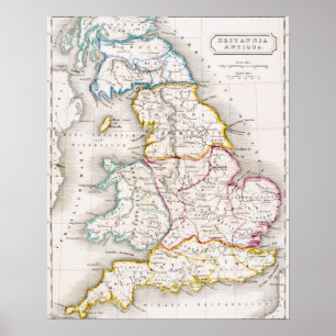 Affiche Map of England Britannia Antiqua