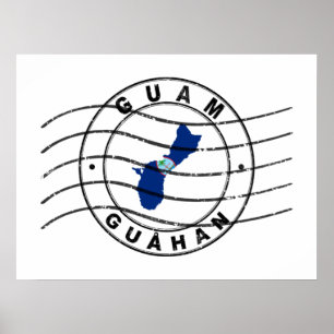 Affiche Map of Guam, Postal Passport Stamp