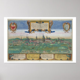 Affiche Map of Lublin, from 'Civitates Orbis Terrarum' by