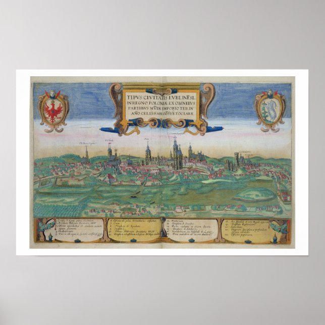 Affiche Map of Lublin, from 'Civitates Orbis Terrarum' by (Devant)