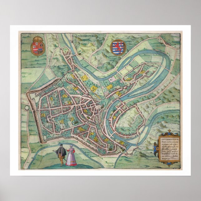 Affiche Map of Luxembourg, from 'Civitates Orbis Terrarum' (Devant)