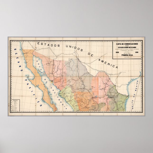 Affiche Map of Mexico (Devant)