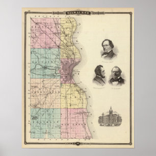 Affiche Map of Milwaukee County, State of Wisconsin