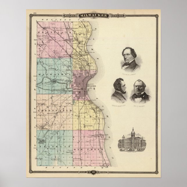 Affiche Map of Milwaukee County, State of Wisconsin (Devant)