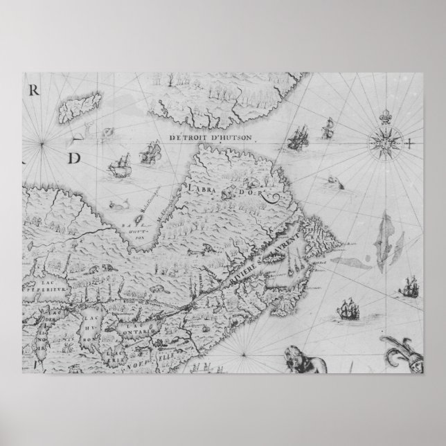 Affiche Map of New France or Canada (Devant)