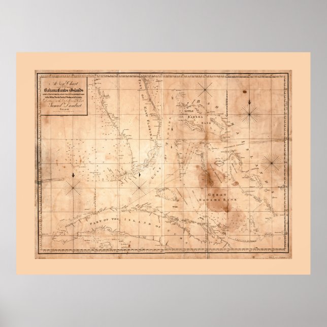 Affiche Map of the Bahama Banks and Islands (1817) (Devant)