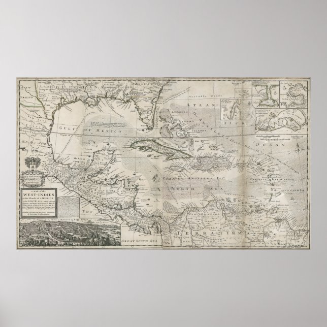 Affiche Map of the Caribbean | 1715 (Devant)