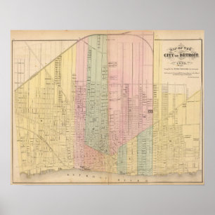 Affiche Map of the City of Detroit
