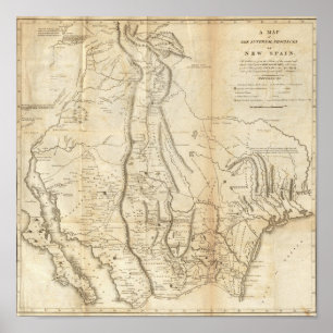 Affiche Map of The Internal Provinces of New Spain