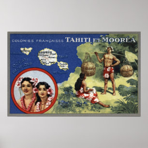 Affiche Map of the Island and Moorea Island