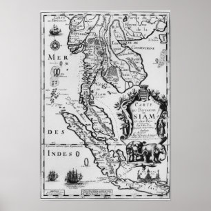 Affiche Map of the Kingdom of Siam
