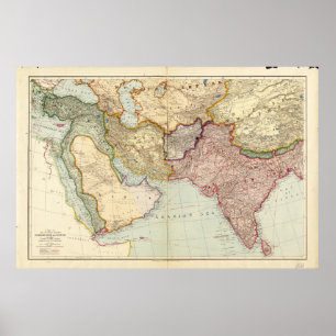 Affiche Map of the Middle East and South East Asia (1912)