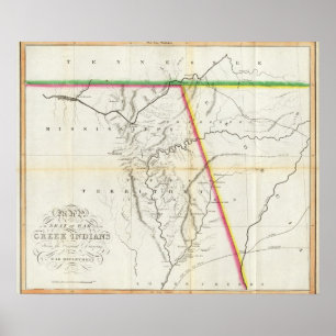 Affiche Map of the Seat of War among the Creek Indians