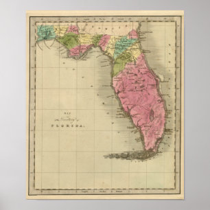 Affiche Map of the Territory of Florida 1842