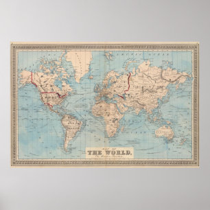 Affiche Map of the world on Mercator's projection