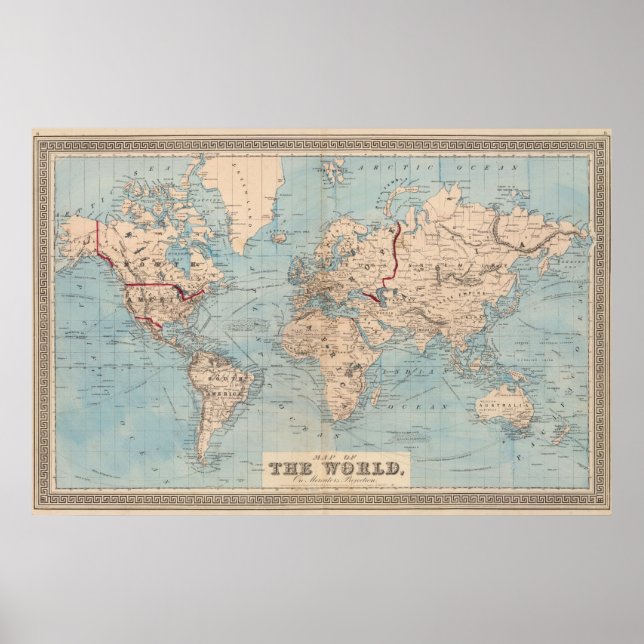 Affiche Map of the world on Mercator's projection (Devant)