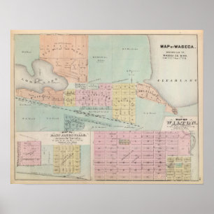 Affiche Map of Waseca, Minnesota