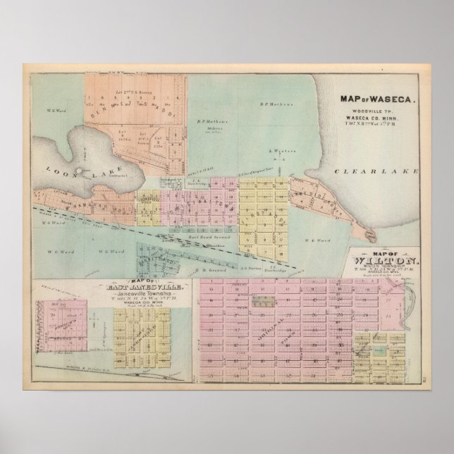 Affiche Map of Waseca, Minnesota (Devant)