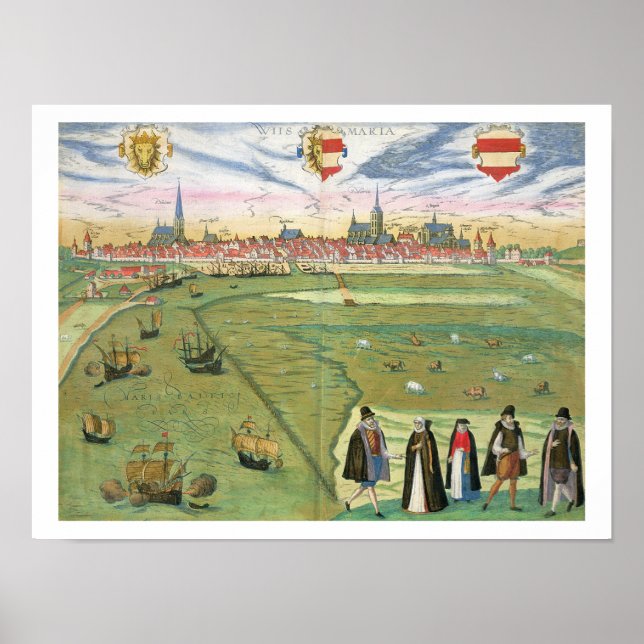 Affiche Map of Wilnis, from 'Civitates Orbis Terrarum' by (Devant)