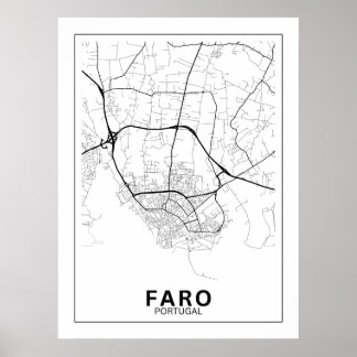 Affiche Mapa Da Cidade Faro Estilo Linha Clássico