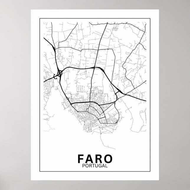 Affiche Mapa Da Cidade Faro Estilo Linha Clássico (Devant)