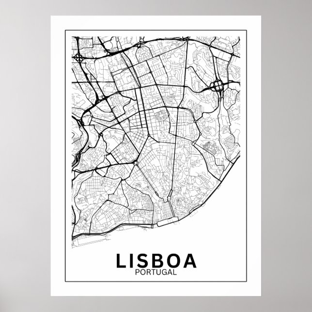 Affiche Mapa Da Cidade Lisboa Estilo Linhas Clássico (Devant)