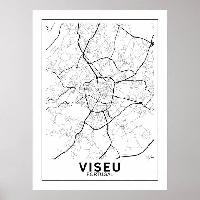 Affiche  Mapa Da Cidade Viseu Estilo Linha Clássico (Devant)
