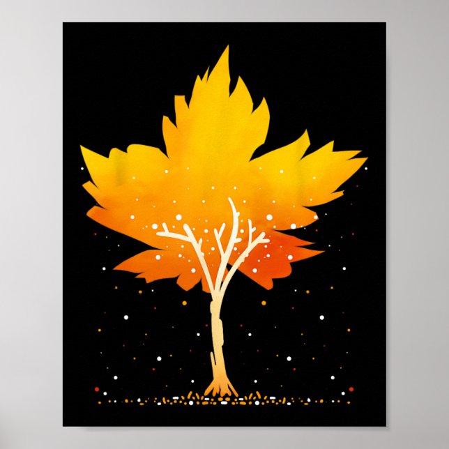 Affiche Maple Leaf Arbre d'automne Orange Fall Leaves (Devant)