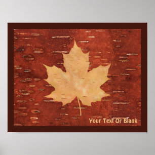 Affiche Maple Leaf On Inner Birch Bark