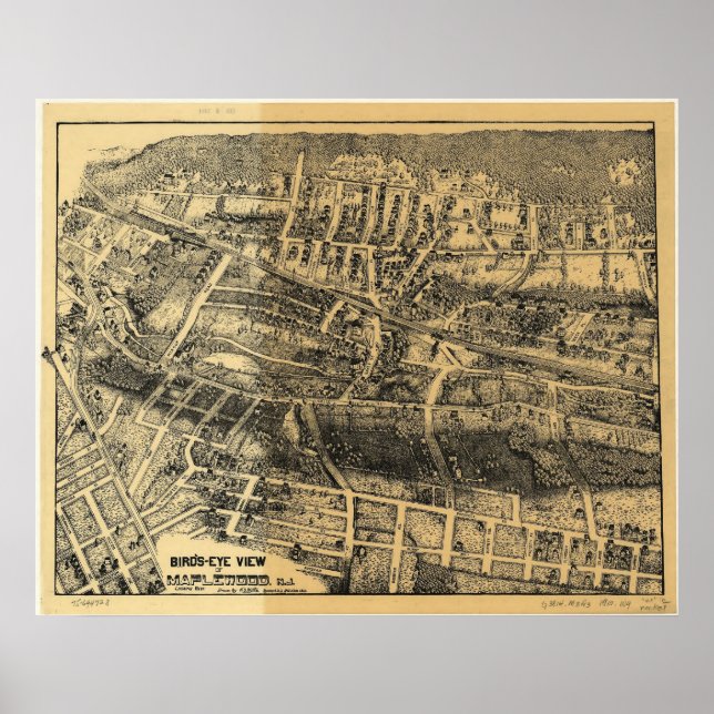 Affiche Maplewood 1910, NJ Birds Eye View Panoramic Map (Devant)
